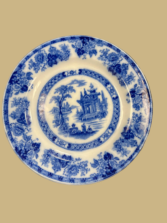 Antique Royal Doulton Madras Pattern Flow Blue Plate