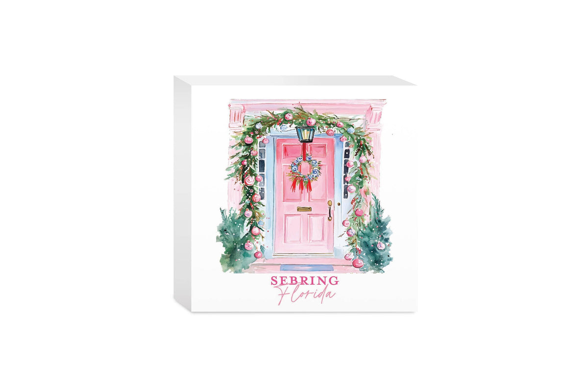 5x5 Wood Block-Blush & Baubles Sebring Florida: White/Regular