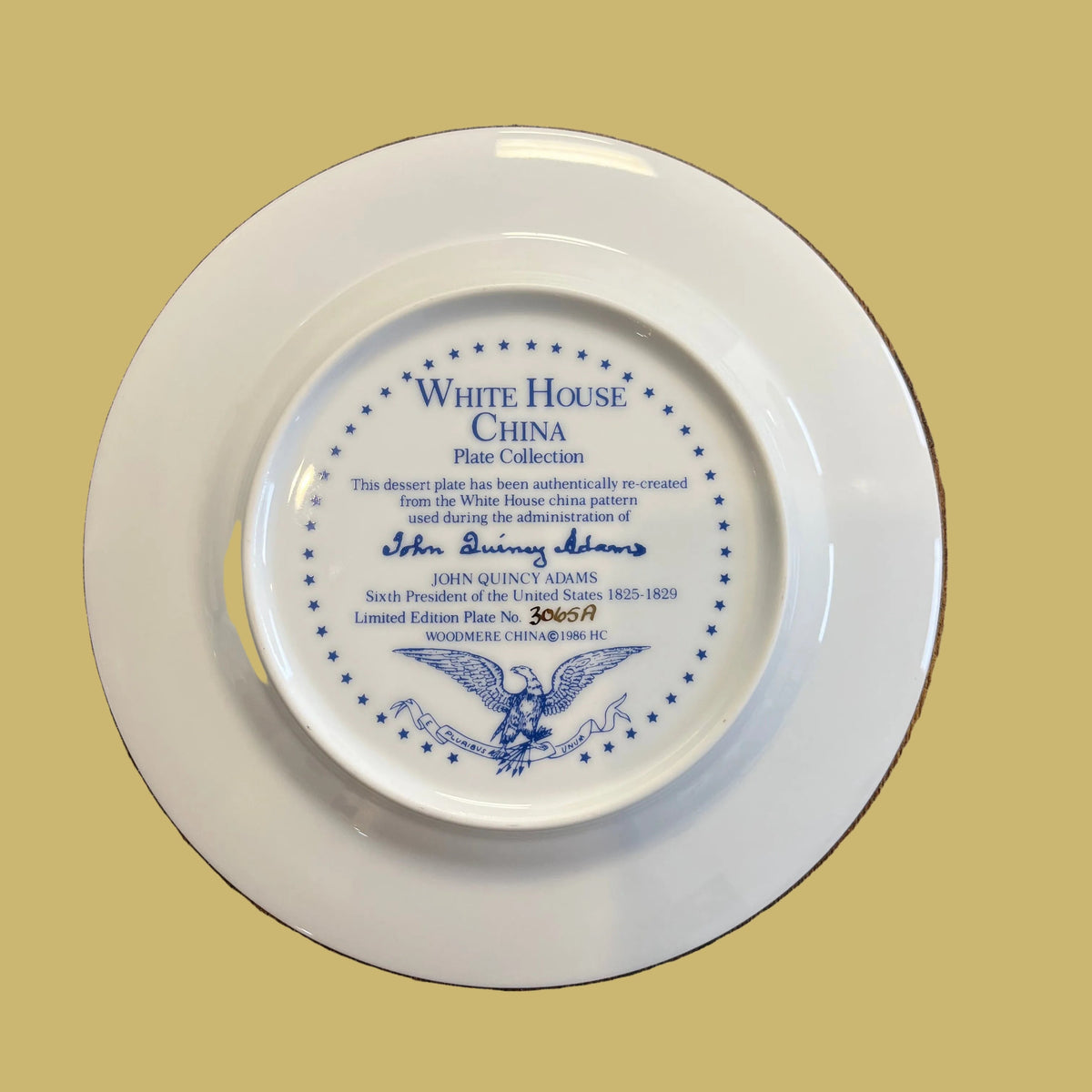 1986 White House Plate Collection John Quincy Adams