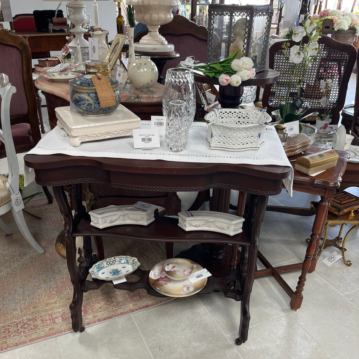19th-century Victorian Carved Parlor Table