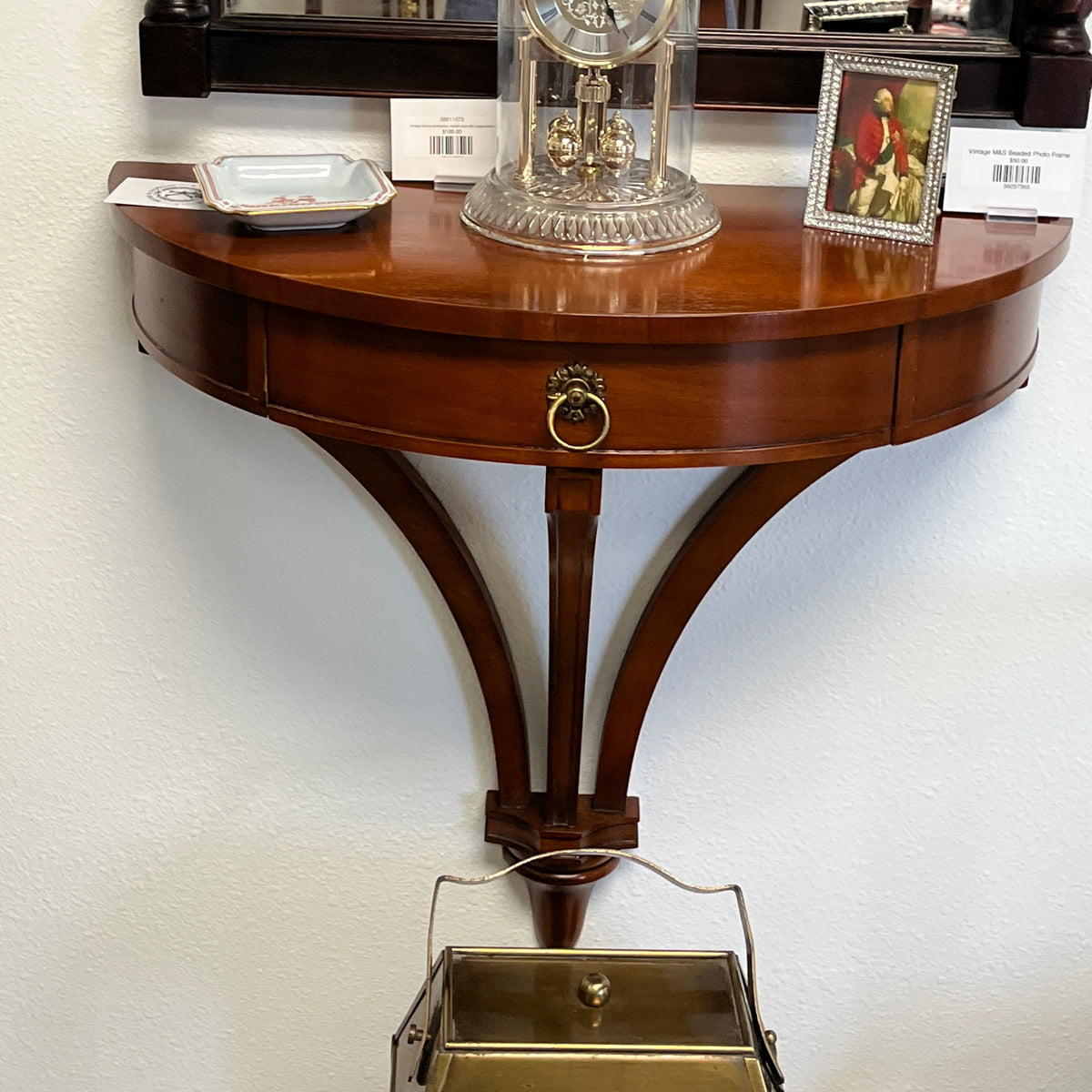 Hekman Mahogany Demi-lune Console Table