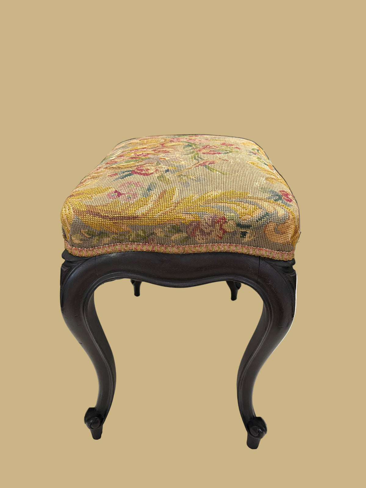 Antique Needlepoint Bench