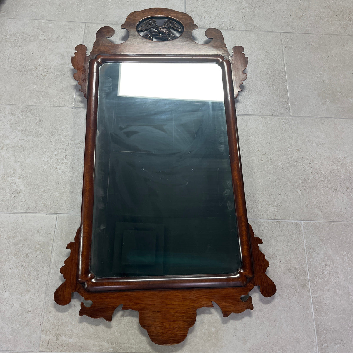 Chippendale Revival Mahogany Mirror w/Eagle Crest