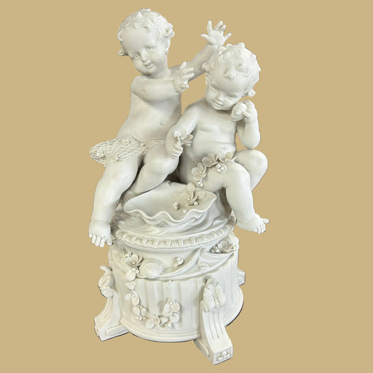 Antique Bisque Cherubs, formerly from a lamp