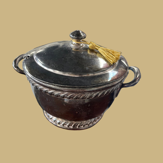 Antique Silver-Plated Sugar Bowl for Manhattan Beach Hotel
