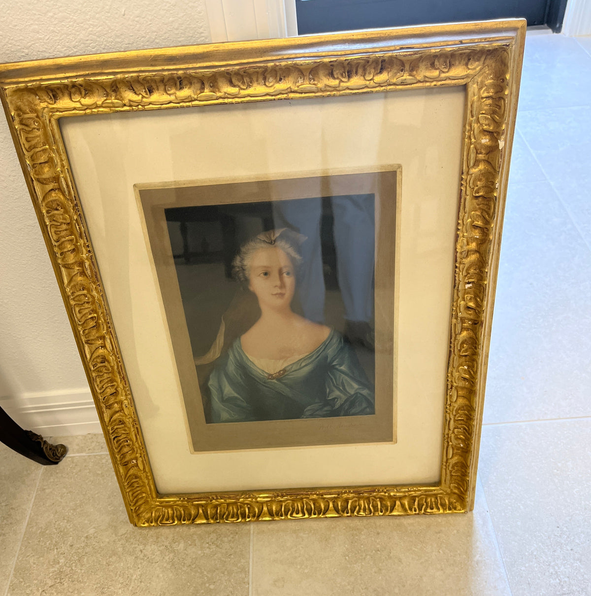 Limited Edition Color Mezzotint Engraving of Louise Elizabeth de Bourbon by Will Henderson