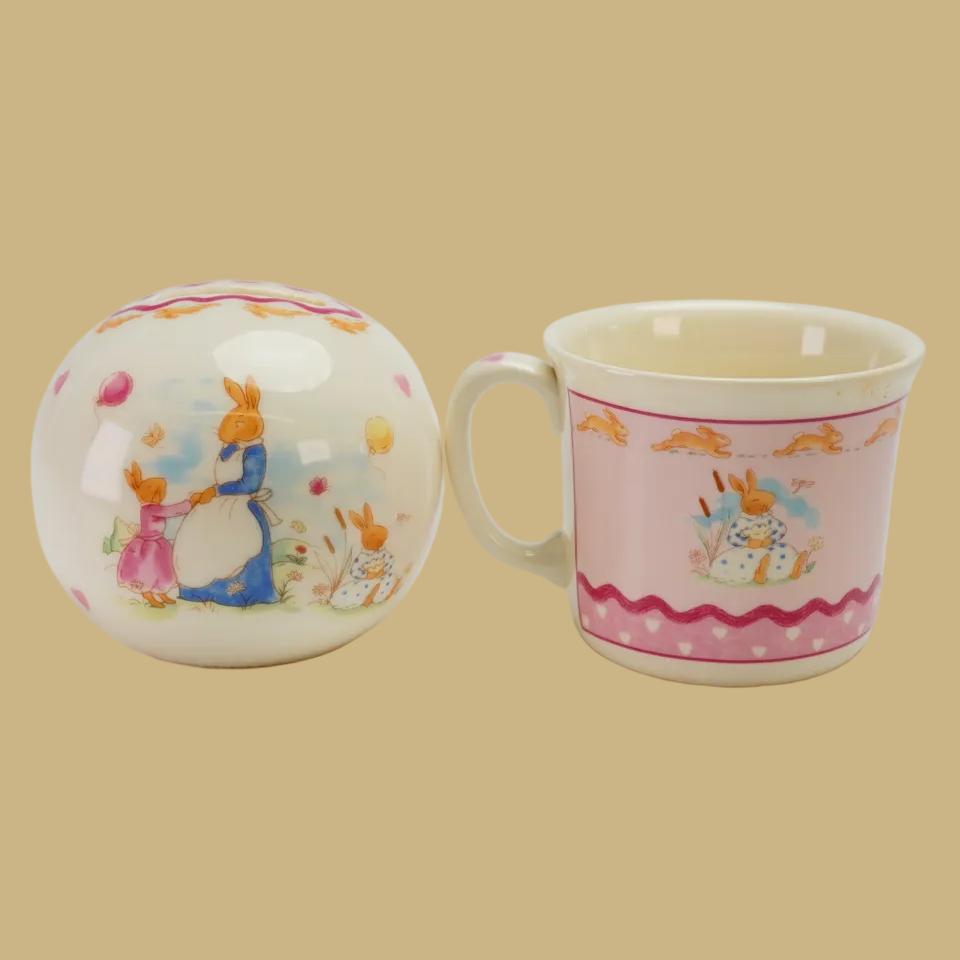 Royal Doulton Bunnykins Sweet Hearts Money Bank & Mug Set