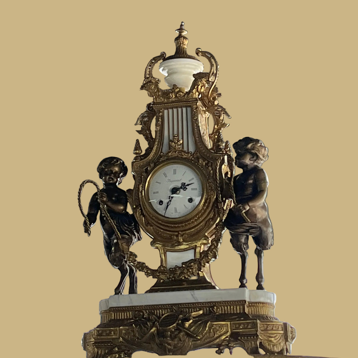 Imperial Mantle Clock w/Brass& Marble