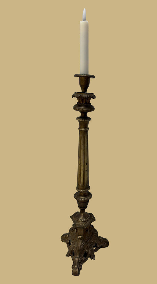 French Brass Church Altar Candlestick