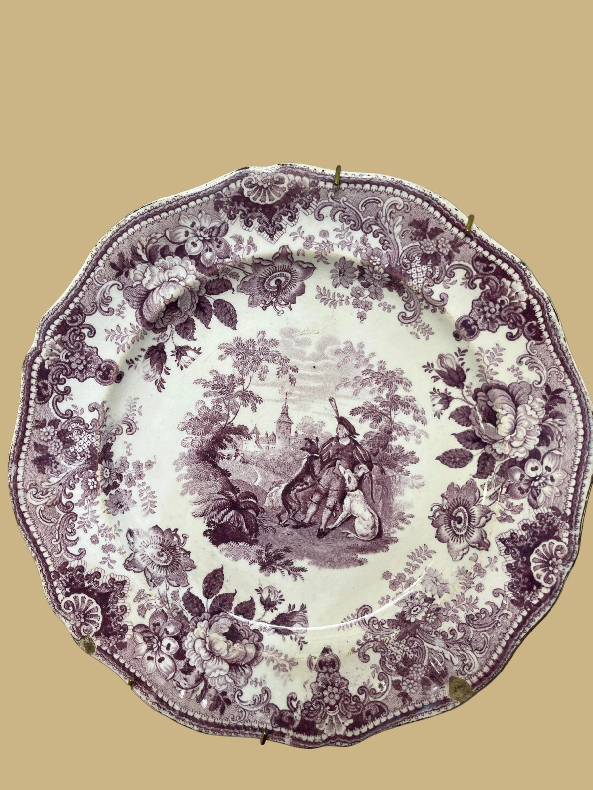 Antique English Transferware Plate, Waverley Pattern