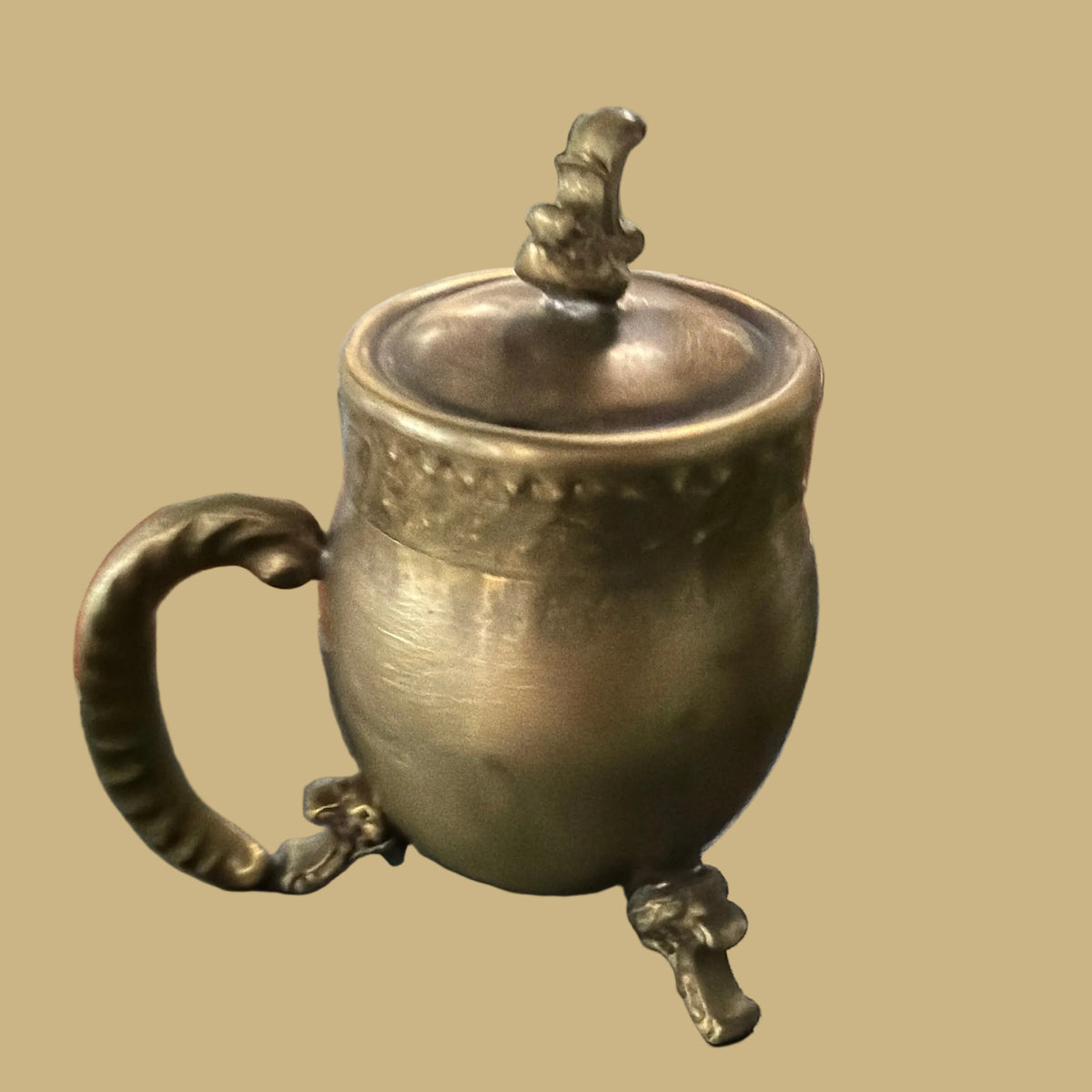 Brass Lidded Pots, Pair