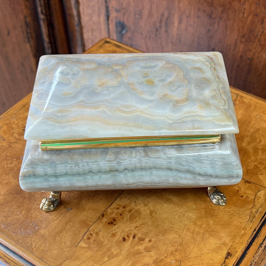 Italian Onyx Brass Footed Box