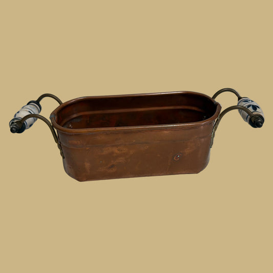 Mini Copper Oval Jardiniere with Delft Handles