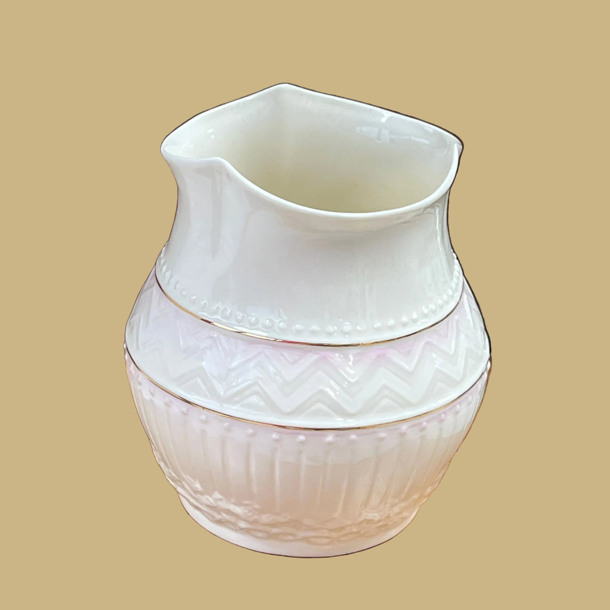 Belleek Ivory & Pink Vase, Large