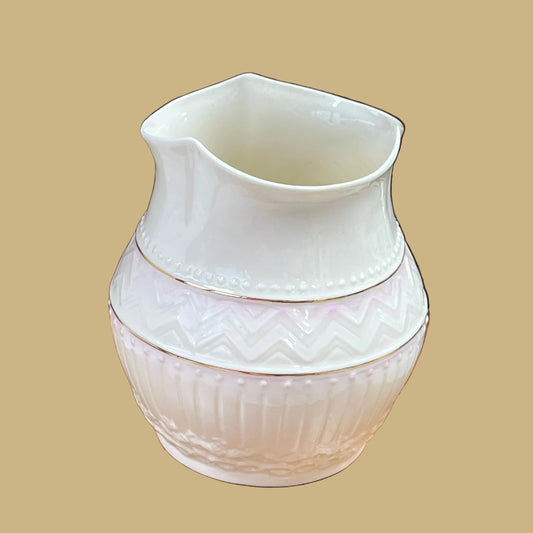 Belleek Ivory & Pink Vase, Large