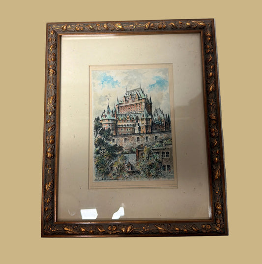 Watercolor of the Historic Fairmont Le Château Frontenac in Quebec City, Canada