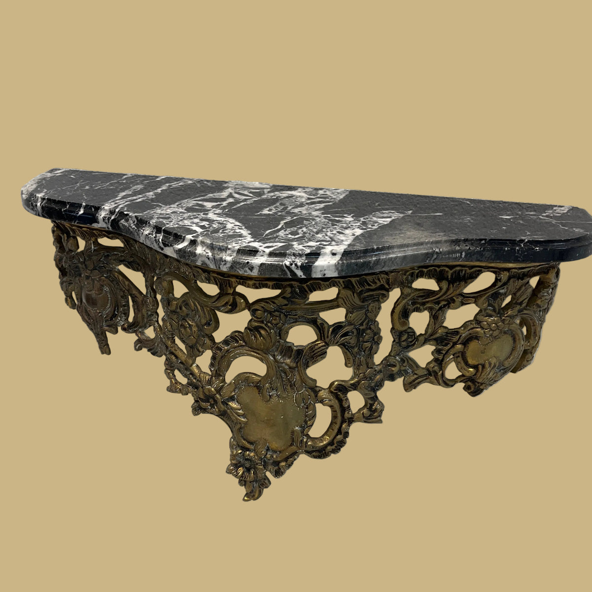 Antique Brass & Marble Console Shelf