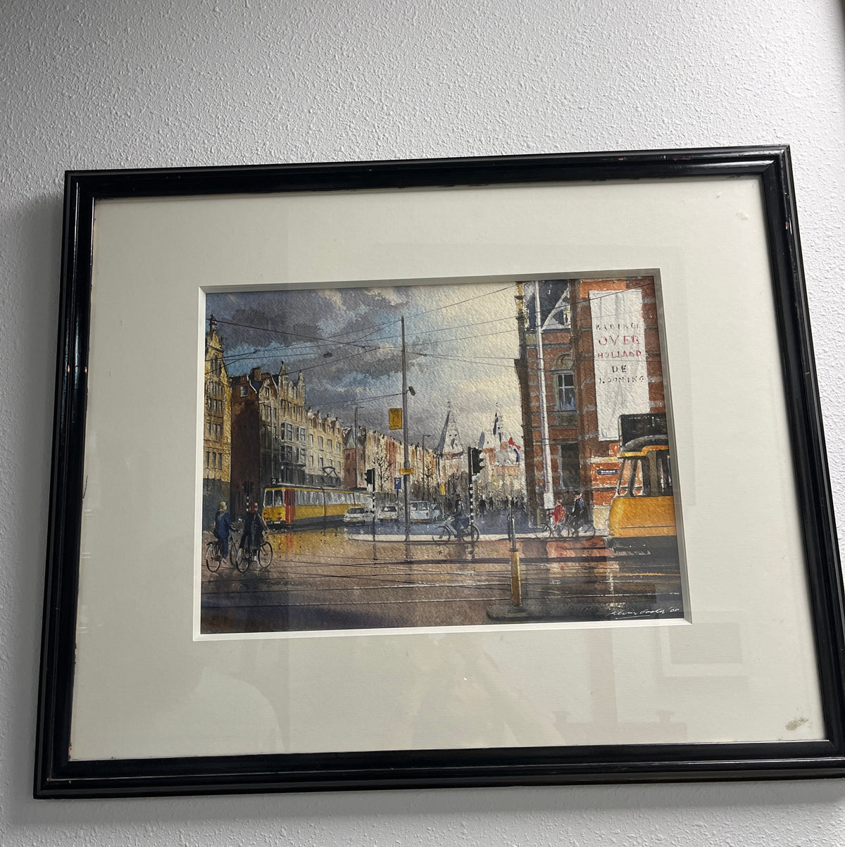 Signed Watercolor of Amsterdam on Paper by Kevin Booth