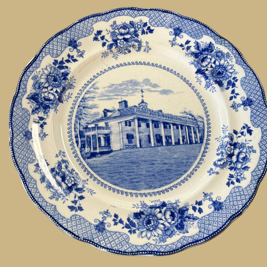 B&W Transferware Plate Depicting Mount Vernon