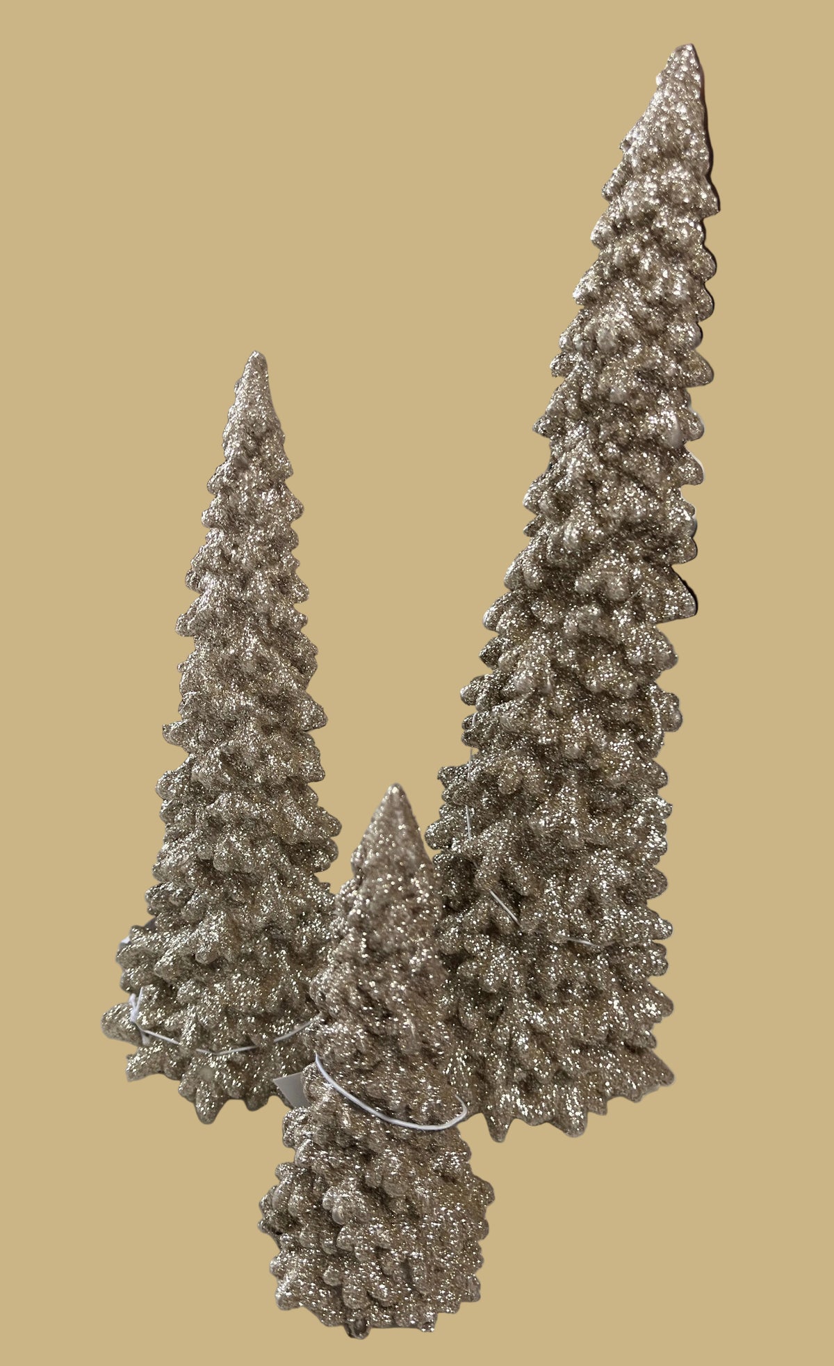 Champagne Gold Christmas Tree, set of 3