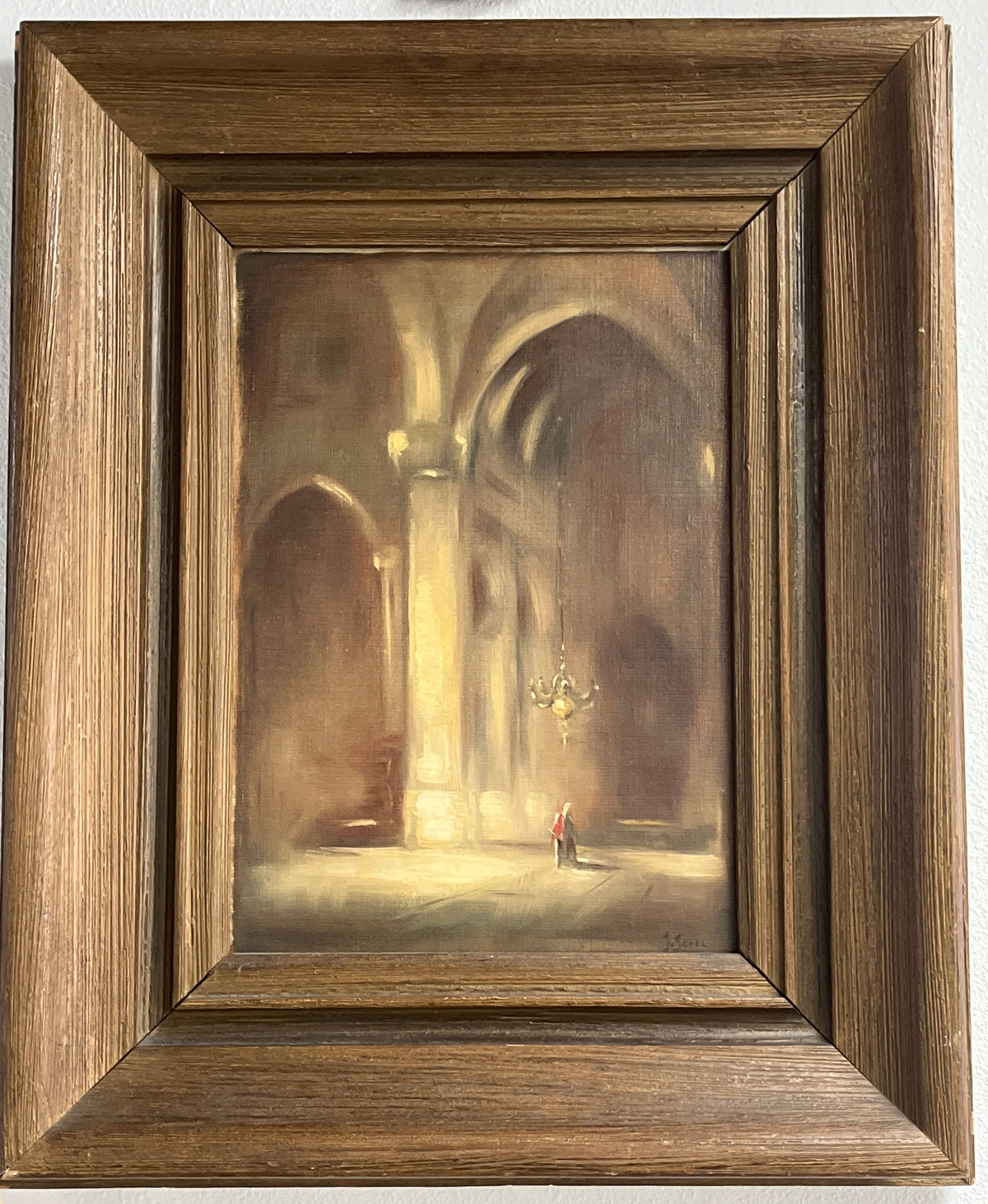 Signed Church Oil Painting