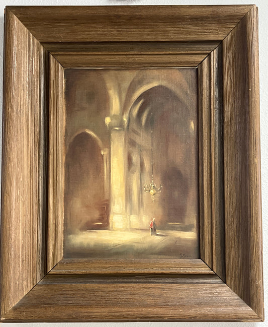 Signed Church Oil Painting