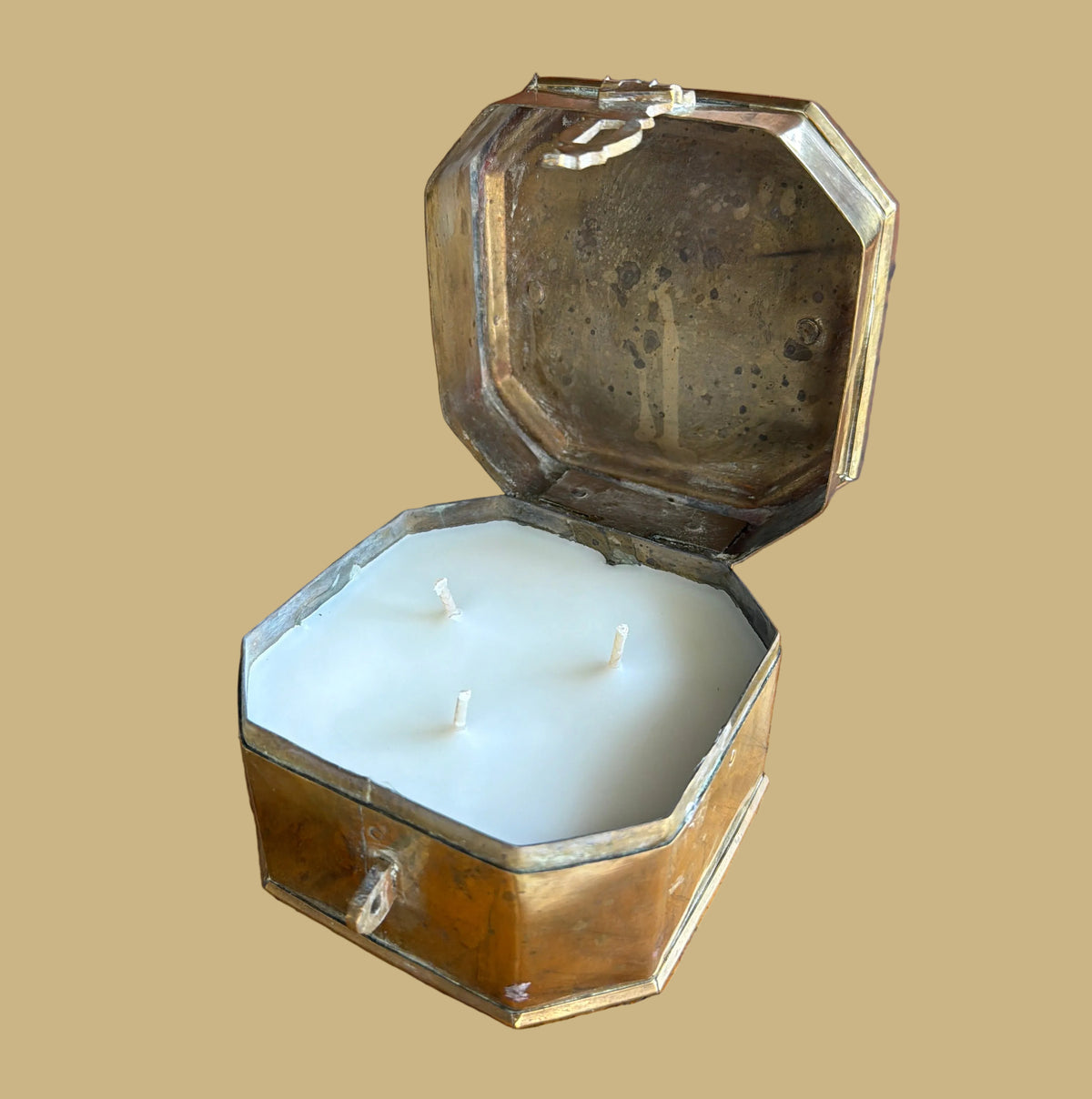Vintage Brass Cricket Box Candle