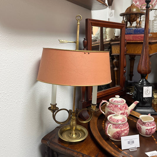 Vintage Brass Bouillotte Table Lamp w/Adjustable Shade
