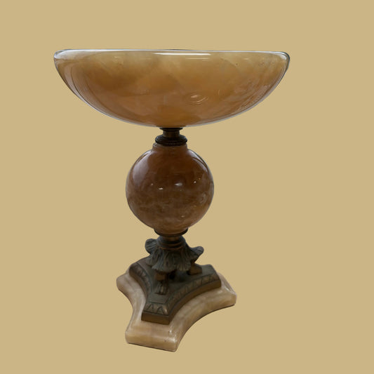 Brass & Alabaster Stone Pedestal