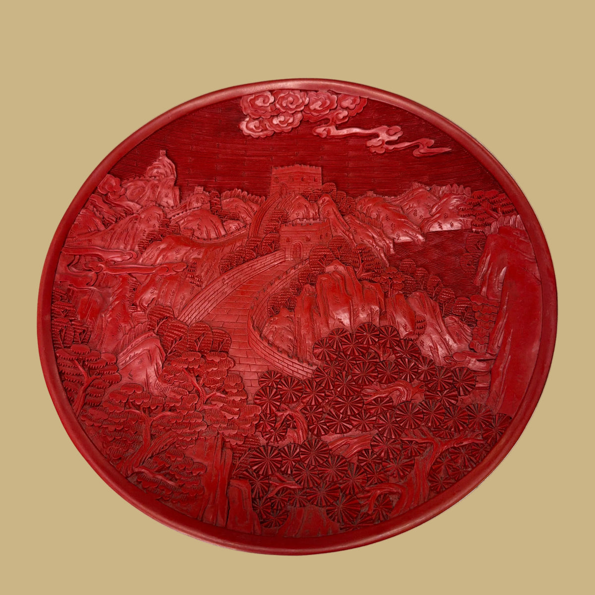 Chinese Cinnabar Laquered Plate