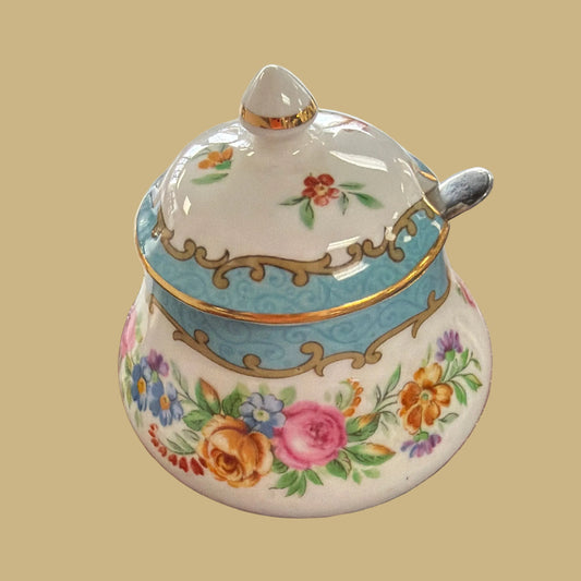 Crown Staffordshire Tunis Lidded Sugar Cup with Spoon