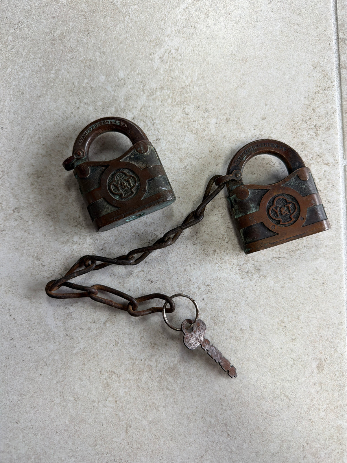 Yale & Towne brass Padlock with Key & Chain
