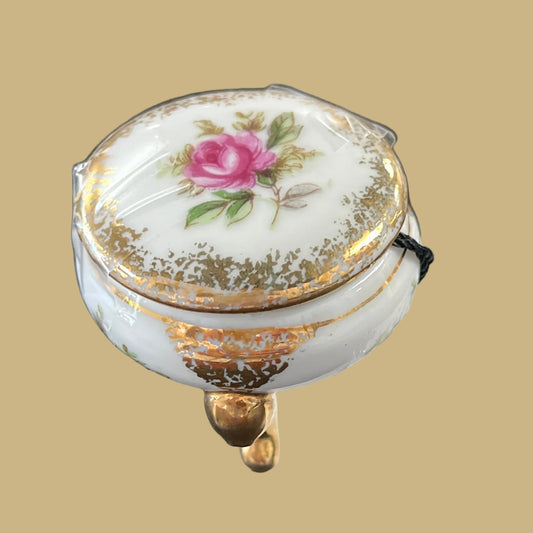 Tiny Rose Footed Trinket Box with Lid