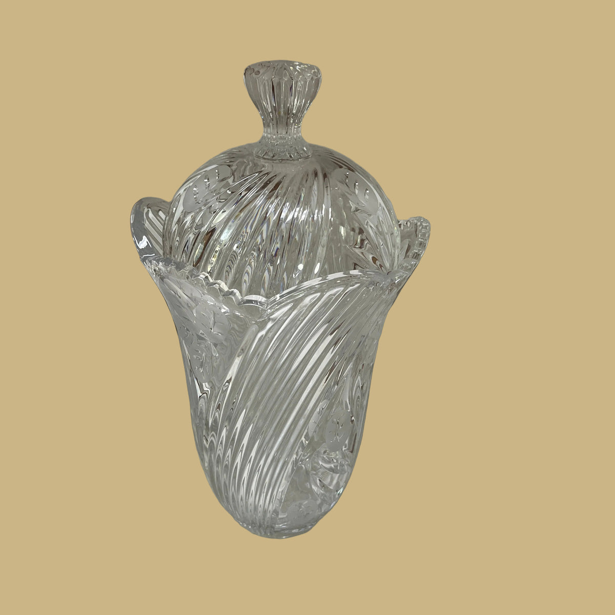 Lead Crystal Lidded Jar in Eliza Pattern