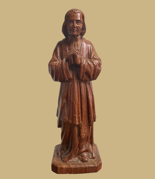 Hand-carved Wooden Statue of Saint John Vianney