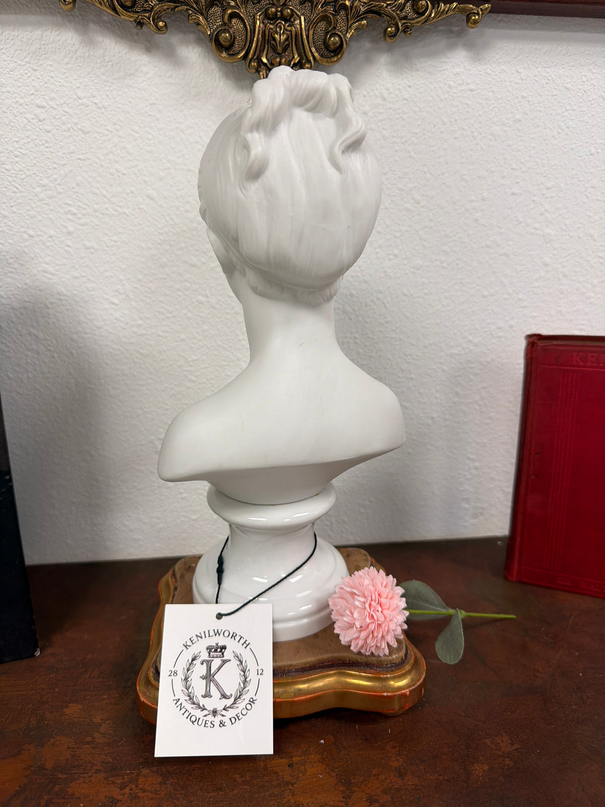 Bisque Bust Glazed Pedestal of Young Child