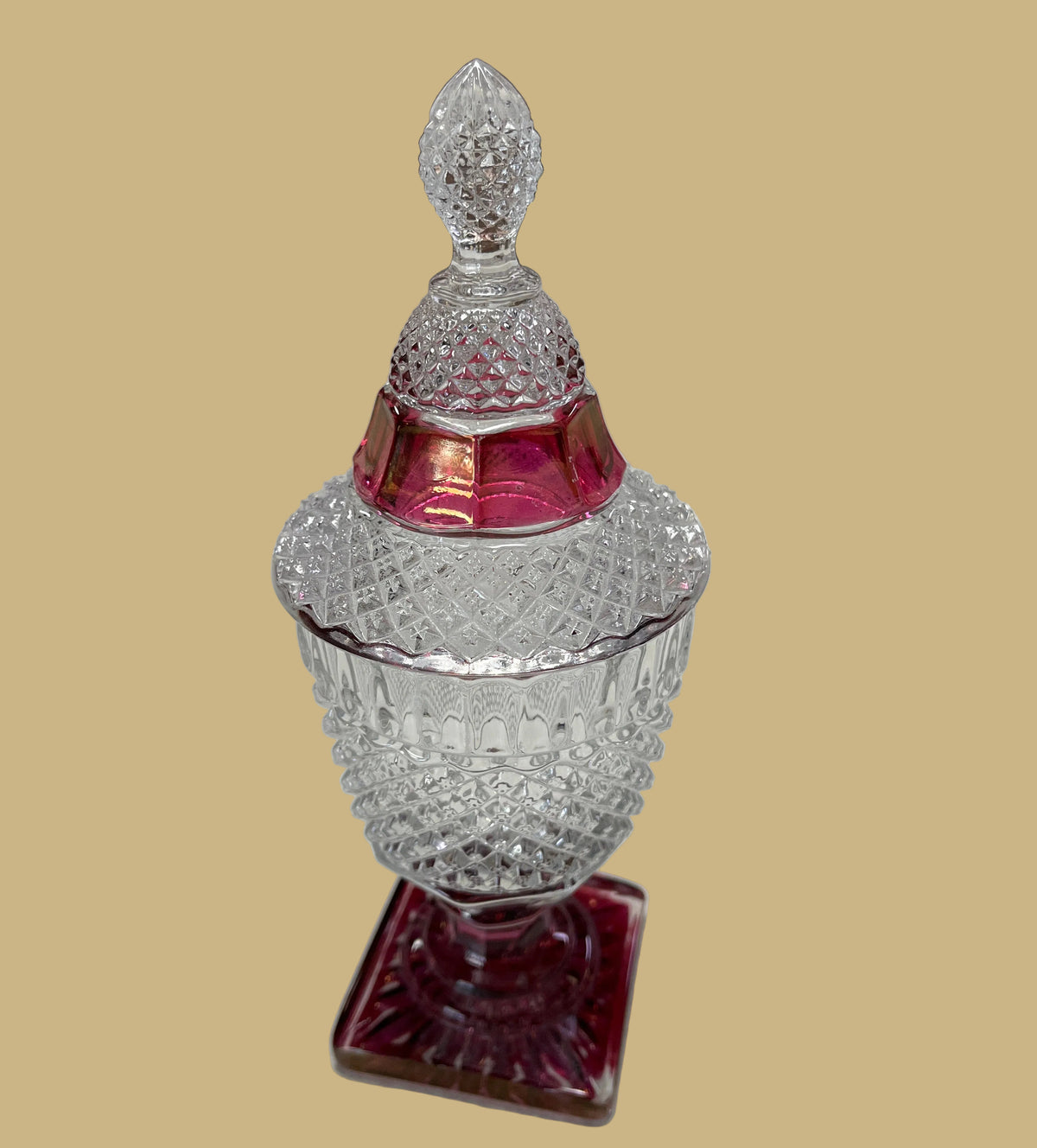 Vintage Ruby Red Footed Candy Jar