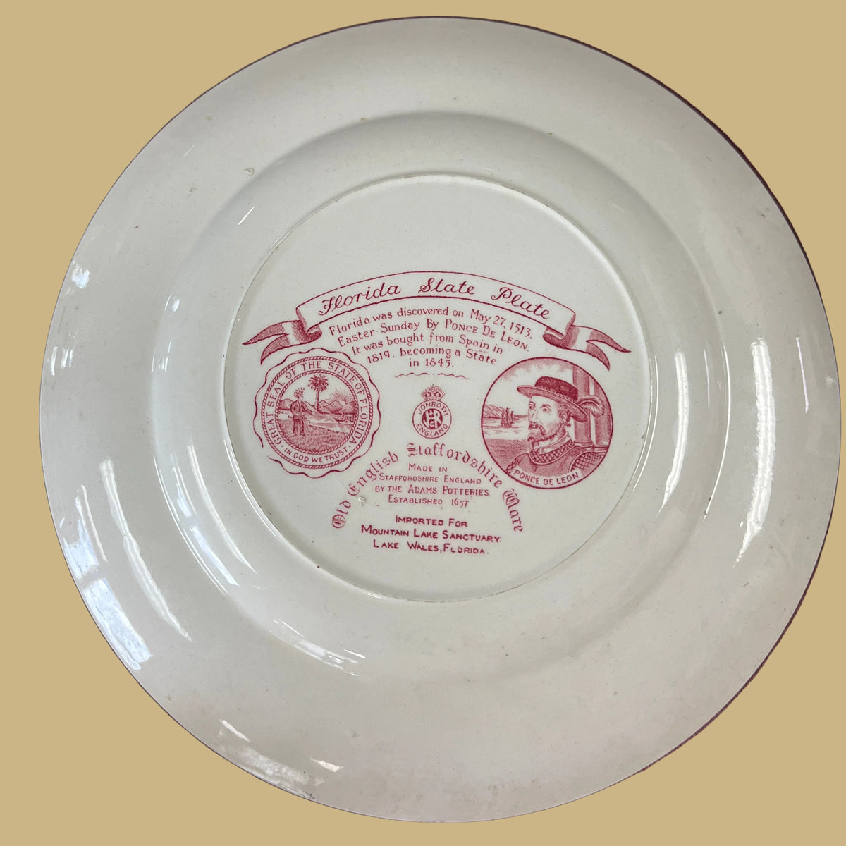 Singing Tower Adams Pottery Transferware Plate