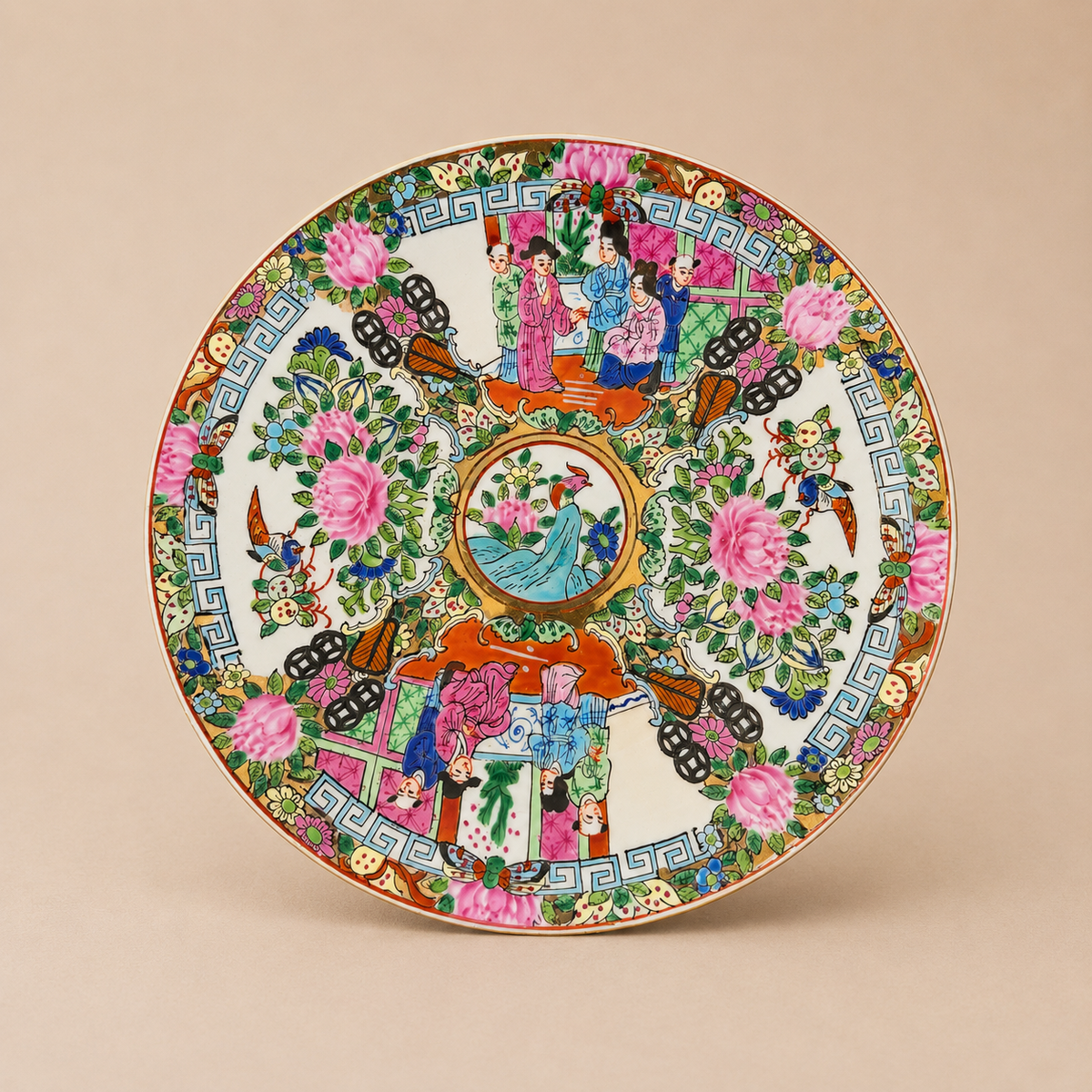 Antique Rose Medallion Famille Rose Porcelain Plate