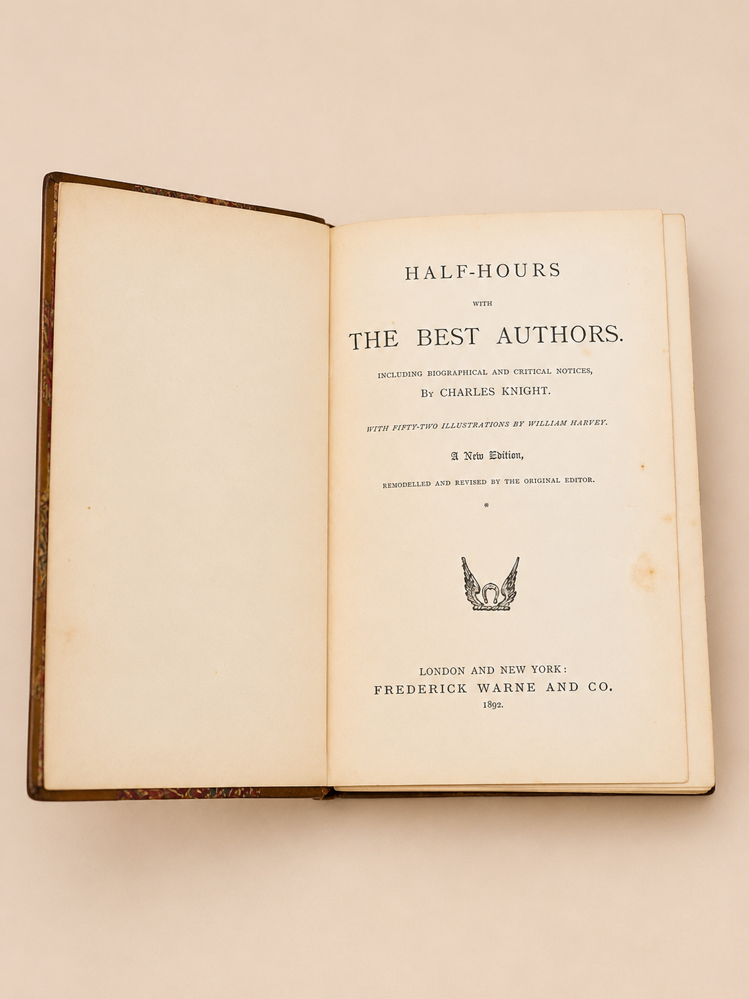 Antique Leather-Bound Volume I ‘Half-Hours with The Best Authors’