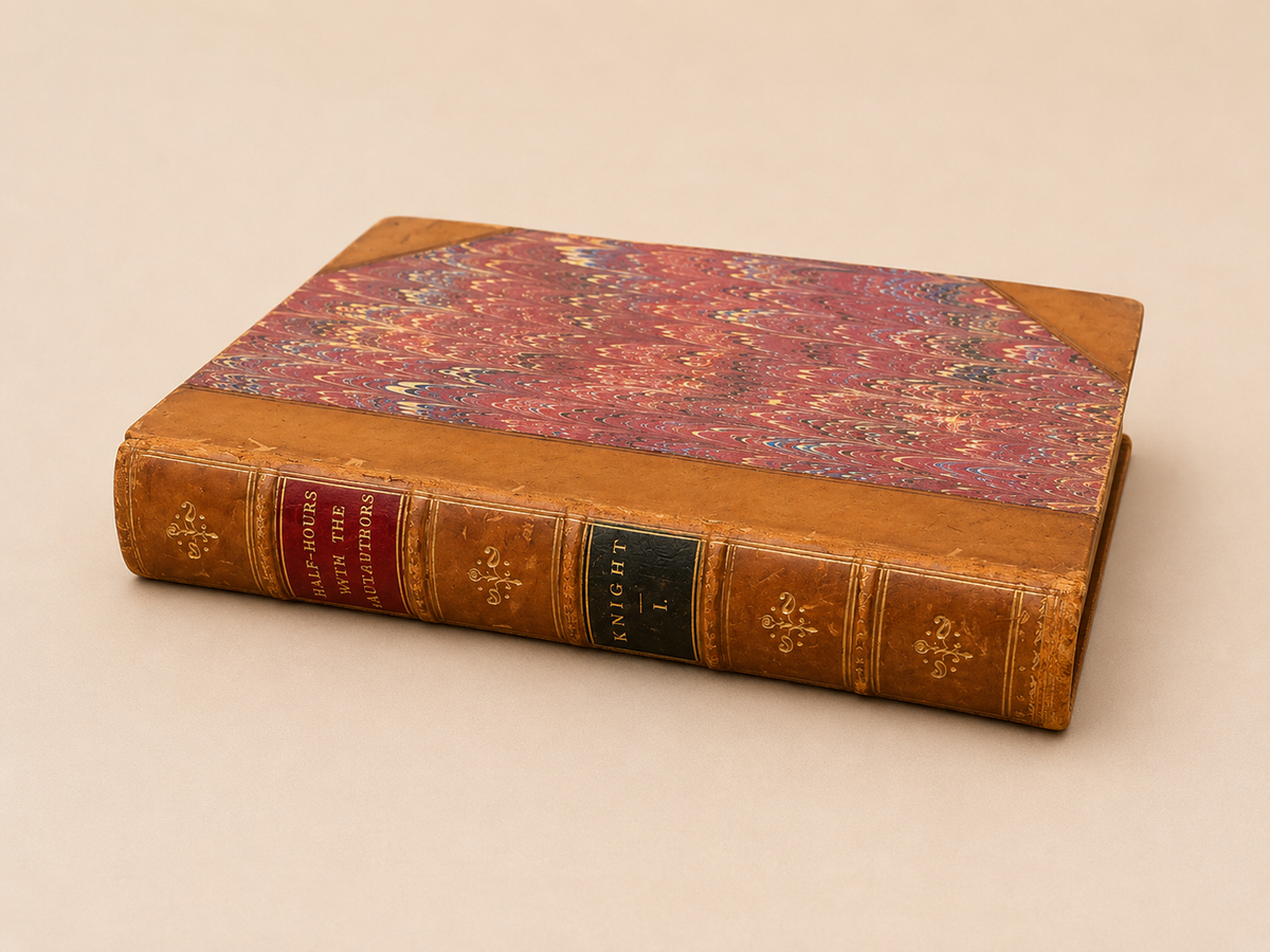 Antique Leather-Bound Volume I ‘Half-Hours with The Best Authors’