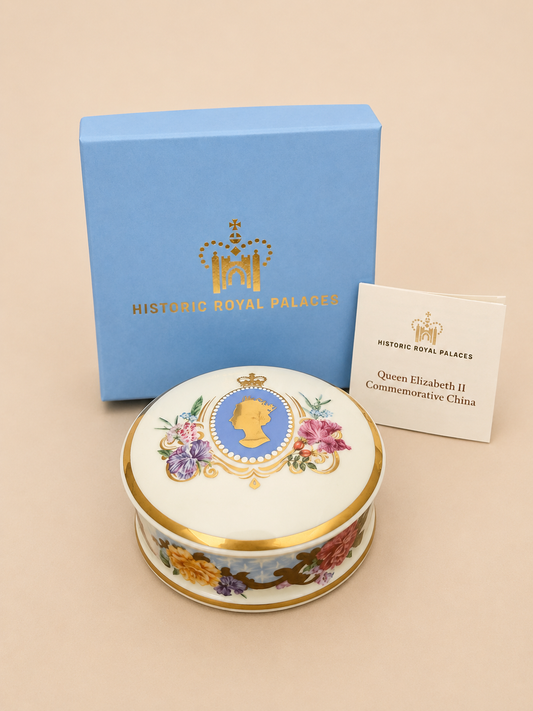 Queen Elizabeth II Commemorative Fine Bone China Trinket Box from the Historic Royal Palaces Shop