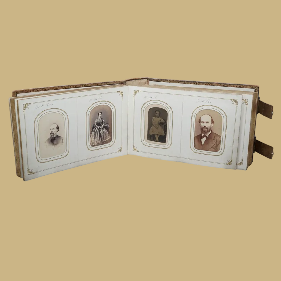 Antique Victorian Leather-Bound Carte De Visite Photograph Album