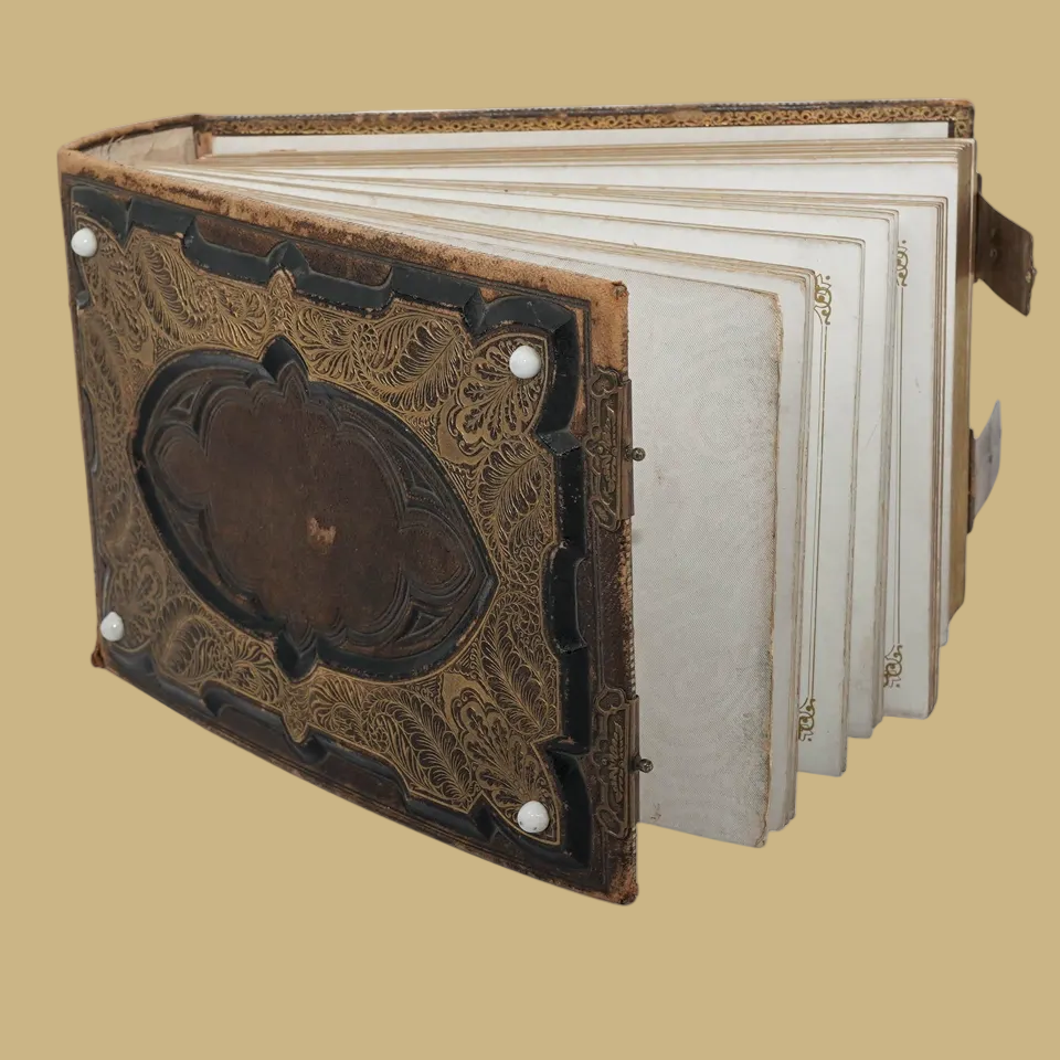 Antique Victorian Leather-Bound Carte De Visite Photograph Album