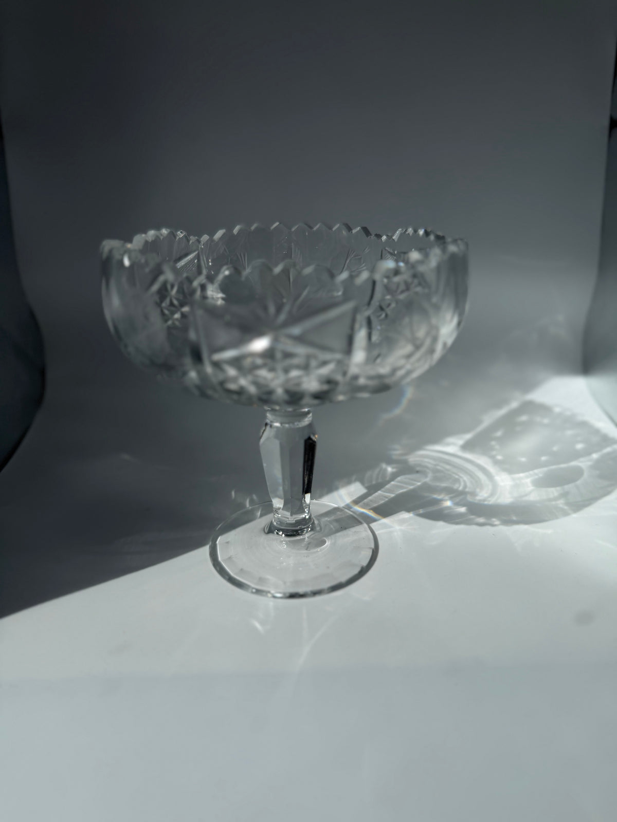 Vintage American Brilliant Period Cut Crystal Compote Dish