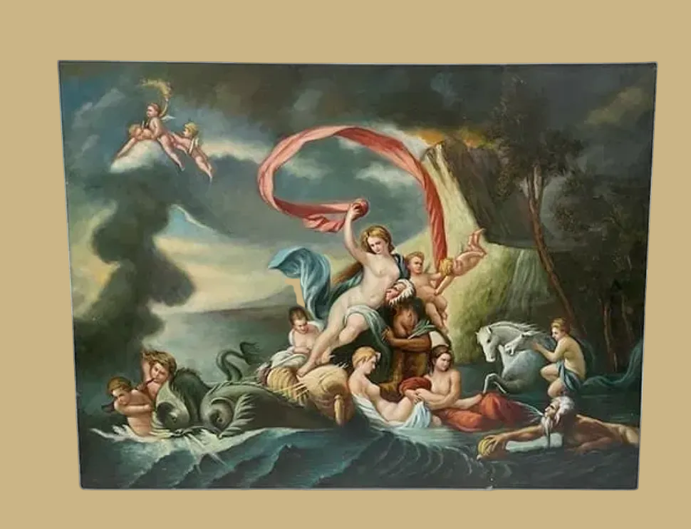 Mythological Oil Painting After Classical Master – The Triumph of Galatea