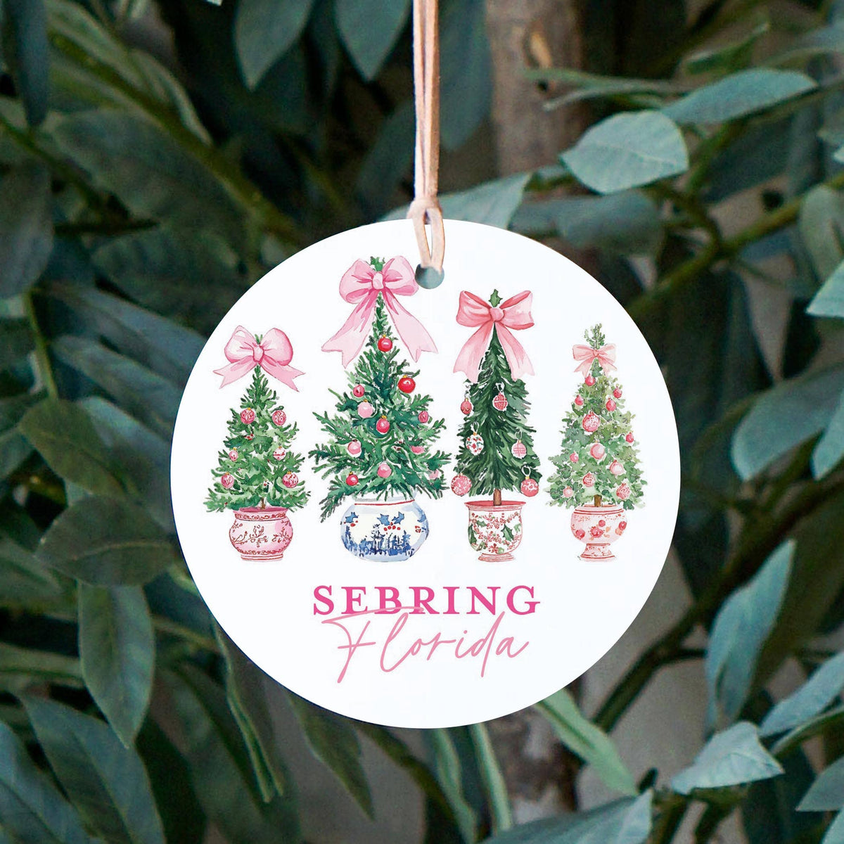 4" Round Ornament-Blush & Baubles Sebring Florida: White/Regular