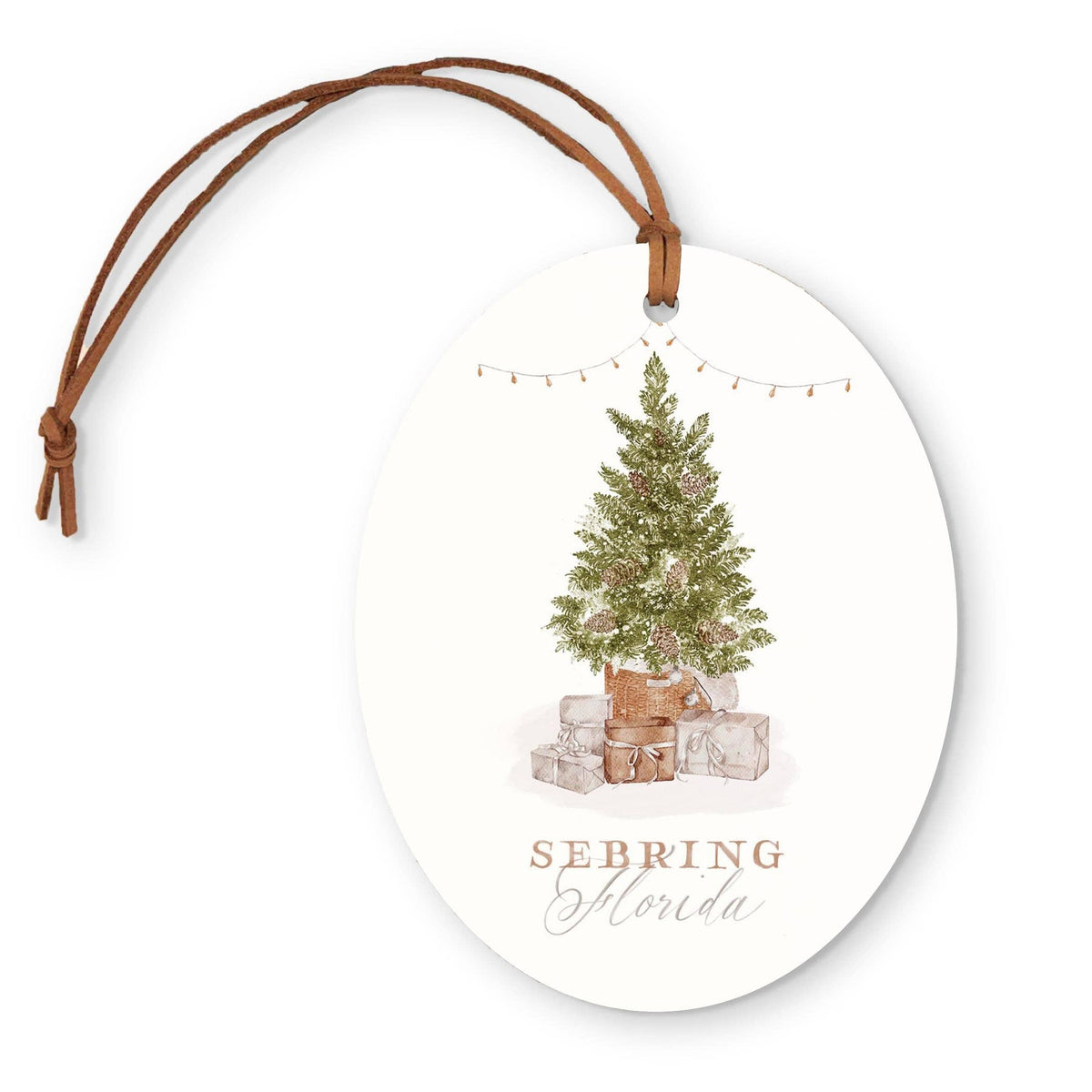 Oval Ornament-Cottage Tree Sebring Florida: White/ Regular