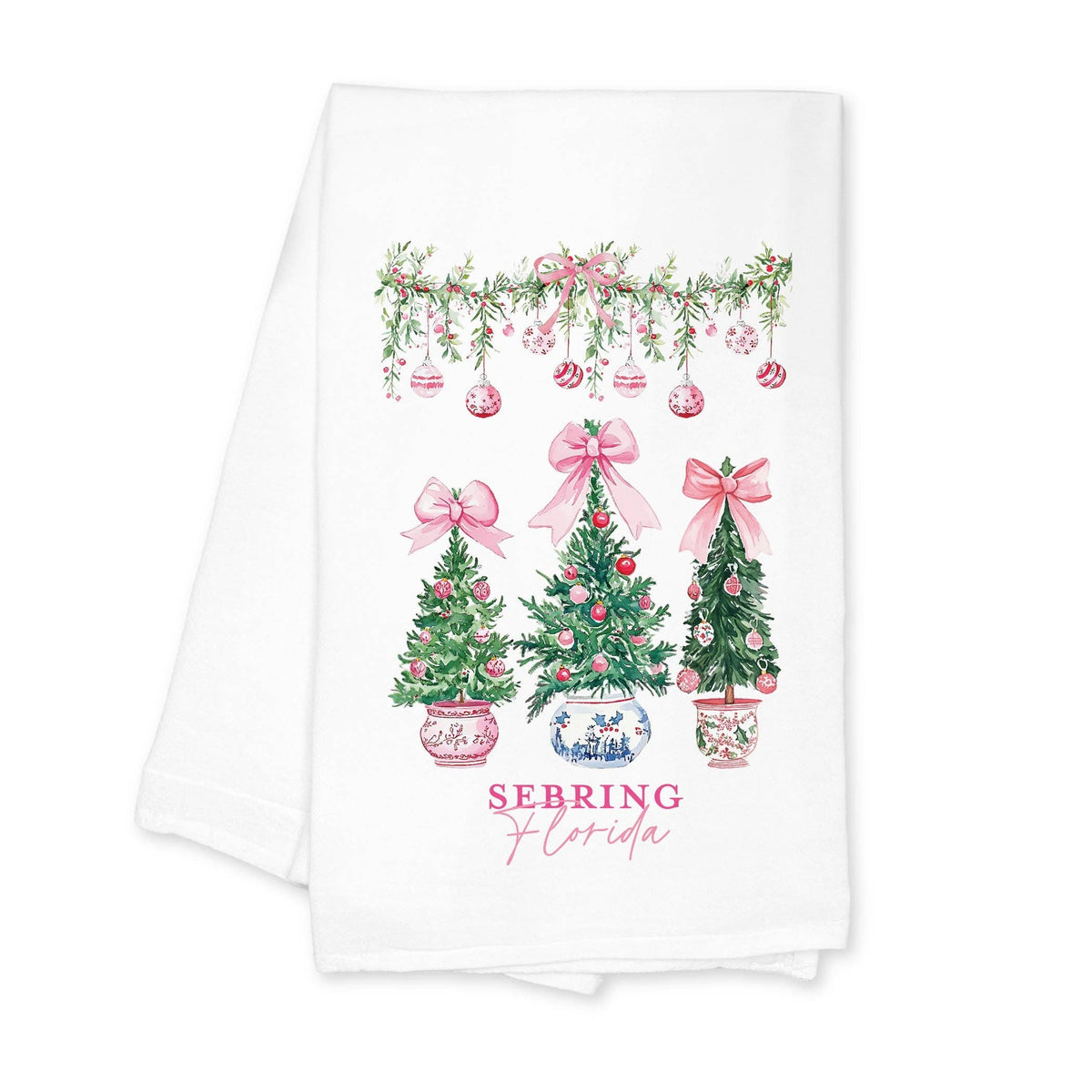 Cotton Tea Towel White-Blush & Baubles Sebring Florida: White/Regular