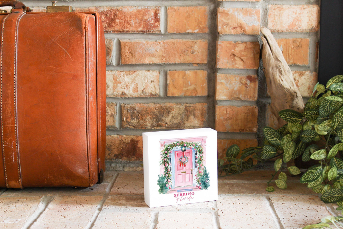 5x5 Wood Block-Blush & Baubles Sebring Florida: White/Regular